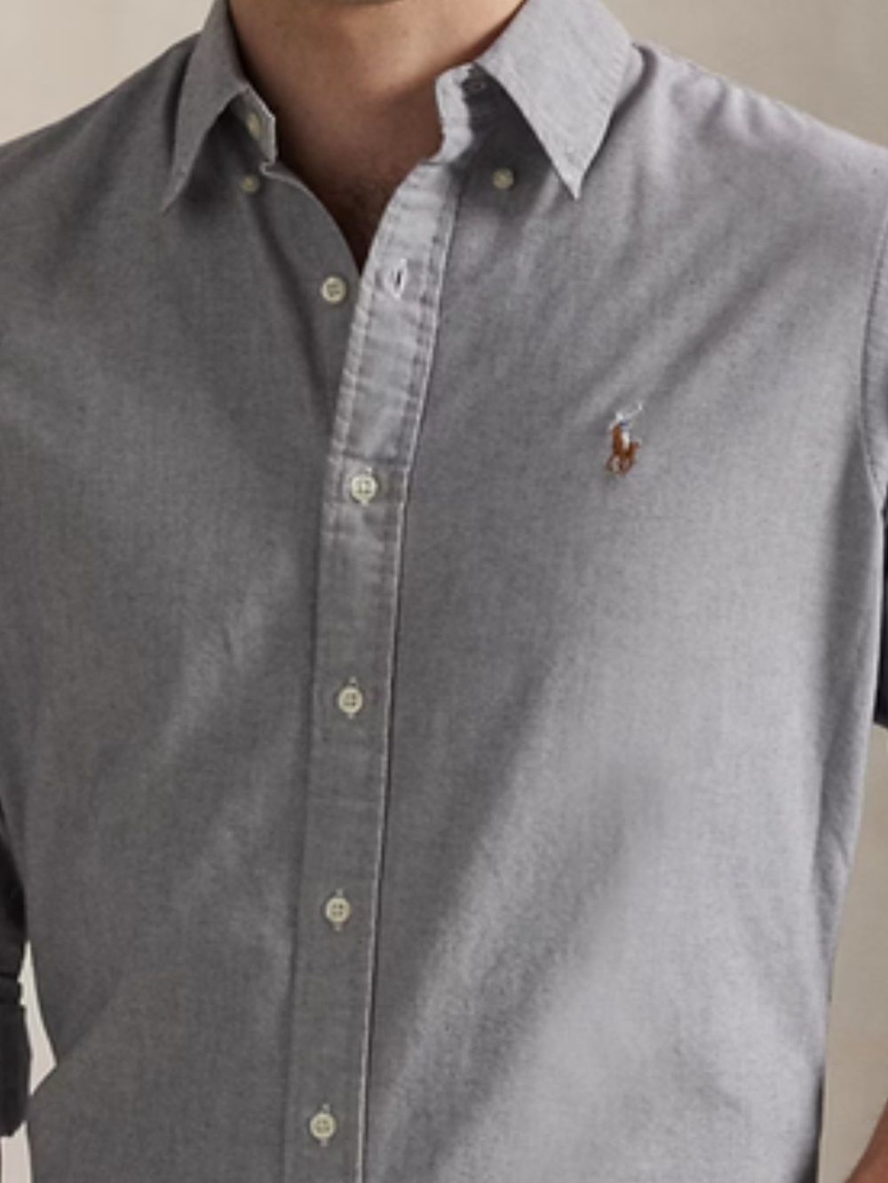 Polo by Ralph Lauren Gray Button-Down Casual cotton knit oxford Shirt